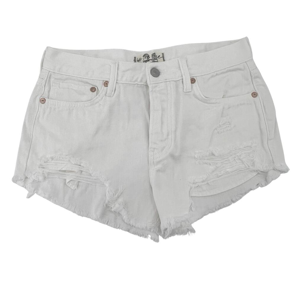 Free People High Rise Cutoff Shorts Button Fly Womens 26 White